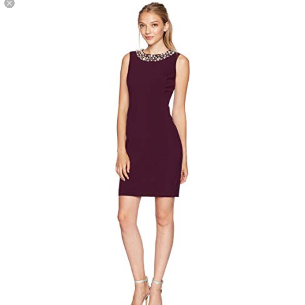 🆕Calvin Klein black sheath dress w/pearl neckline